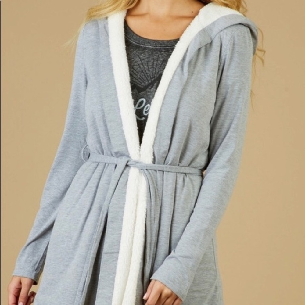 Altar’d State Grey Warm Up Robe With Hood